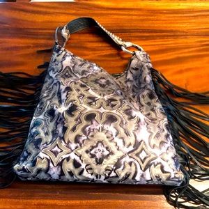 Raviani leather fringe bag